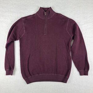 Tommy Bahama Sweater Mens‎ Medium Maroon Purple Quarter Zip Knit Sweatshirt